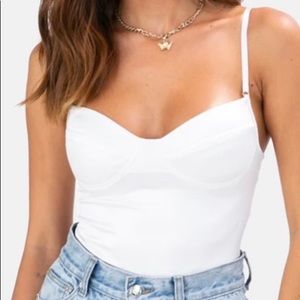 white adika bodysuit satin